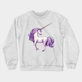 Fantasy White Purple Unicorn Design Crewneck Sweatshirt